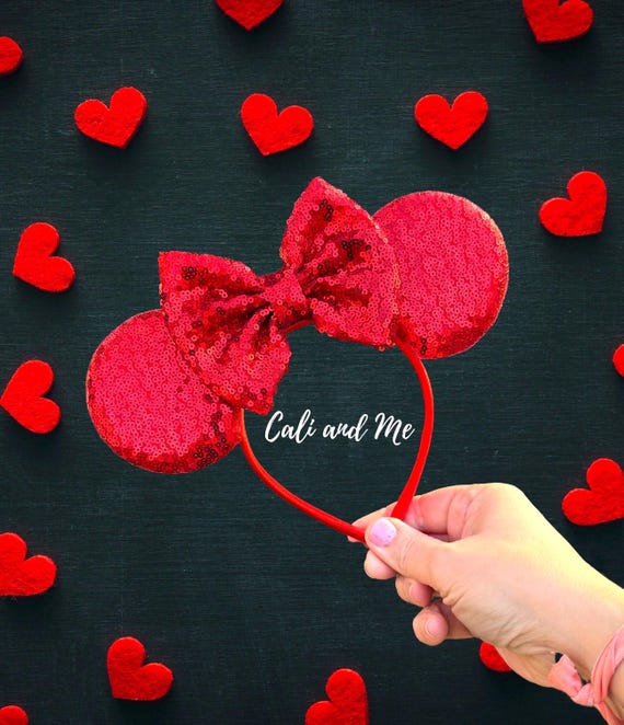 Red Mickey Ears Disney Headband, Red Minnie Ears Disney Hair  display picture 1