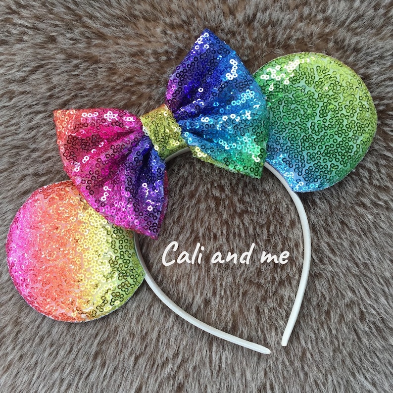 Ombre Pastel Rainbow Mickey Ears, Pastel Rainbow Ears, Rainbow Minnie Ears, Pastel Rainbow Disney Ears, Pastel Rainbow Sequin Mouse Ears image 4
