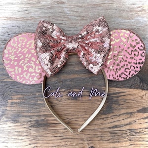 Cheetah Ears, Animal Kingdom Ears, Rose Gold Ears, Rose Gold Cheetah Minnie ears, Cheetah Minnie Ears, Rose Gold Minnie Mouse Ears
