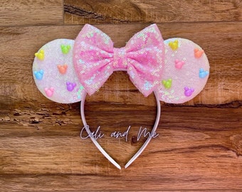 Jeweled Mouse Ears, Pearl Minnie Ears, Mickey Mouse Ears, Minnie Mouse Ears, Mouse Ears, Minnie Ears Headband, Mickey Ears Headband