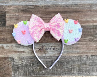 Jeweled Mouse Ears, Pearl Minnie Ears, Mickey Mouse Ears, Minnie Mouse Ears, Mouse Ears, Minnie Ears Headband, Mickey Ears Headband