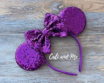 Purple Mickey Ears Royal Purple Minnie Mouse Ears Cheer  display picture 1