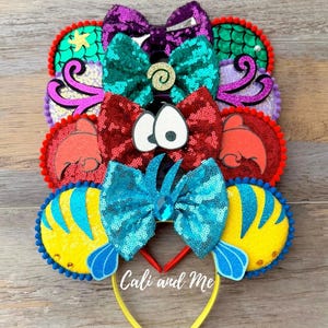 Under The Sea Mermaid Mickey Ears Headband Princess Ariel Minnie Ears Disney Inspired Mermaid Mouse Ears Flounder Sebastian Ursula Ears