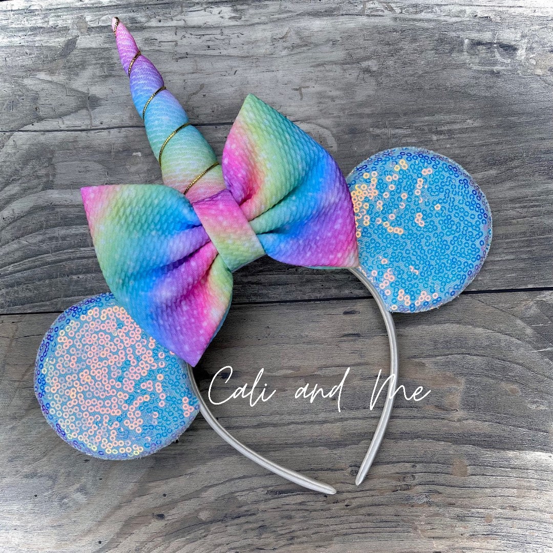 Unicorn Minnie Ears Headband for Girls Adults Rainbow Ombre 