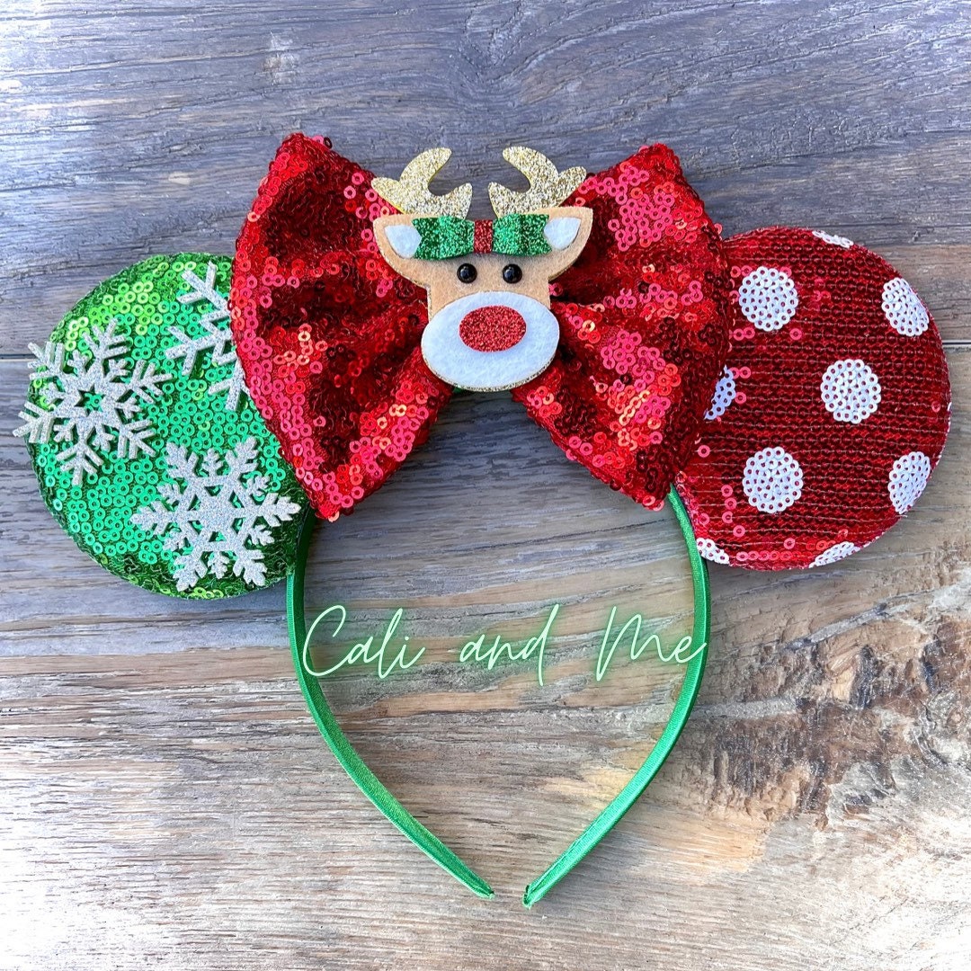 Christmas Minnie Ears Reindeer Mouse Ears Reindeer Minnie Etsy