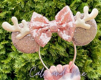 Golden Reindeer Ears, Reindeer Mickey Ears, Reindeer Minnie Ears,  Reindeer Mouse Ears, Christmas Minnie Ears, Christmas Mickey Ears