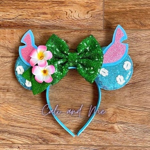 Lilo & Stitch Minnie Mouse Ears Lilo and Stitch Mickey Ears, Lilo Minnie Ears, Hawaiian Ohana Mickey Mouse Ears, Lilo and Stitch Ears