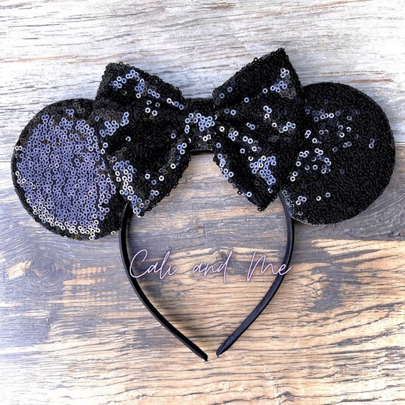 Solid Black Minnie Ears, Black Sequin Minnie Ears, Black  display picture 1