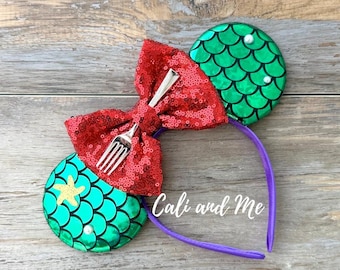 Mermaid Minnie Mouse Ears Headband Ariel Ears Birthday Headband Little Mermaid Gift Crown Mickey Ears Princess Minnie Ears Disney Gift