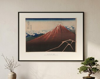 Black Fuji Framed Print – Hokusai Ukiyo-e Japanese Woodblock Giclée Art, Ready to Hang