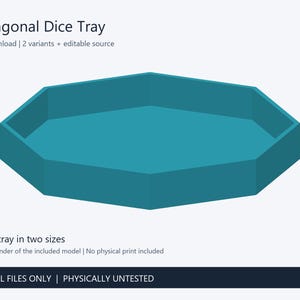 Octagonal Dice Tray STL Files – 2 Sizes, Editable OpenSCAD (Digital Download)
