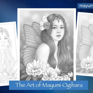 Fairy Princess Coloring Page: Line Art & Greyscale (Digital Download)