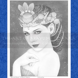 Greyscale Pack Set of 6 by Mayumi Ogihara, PDF, fantasy portrait colouring page image 5