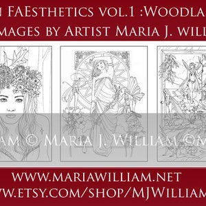 FAEsthetics Vol.1 Woodland Fantasy downloadable PDF collaborative colouring book, 25 designs, fantasy portrait colouring page image 6