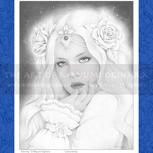 Greyscale Pack Set of 6 by Mayumi Ogihara, PDF, fantasy portrait colouring page image 7