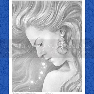 Greyscale Pack Set of 6 by Mayumi Ogihara, PDF, fantasy portrait colouring page image 2