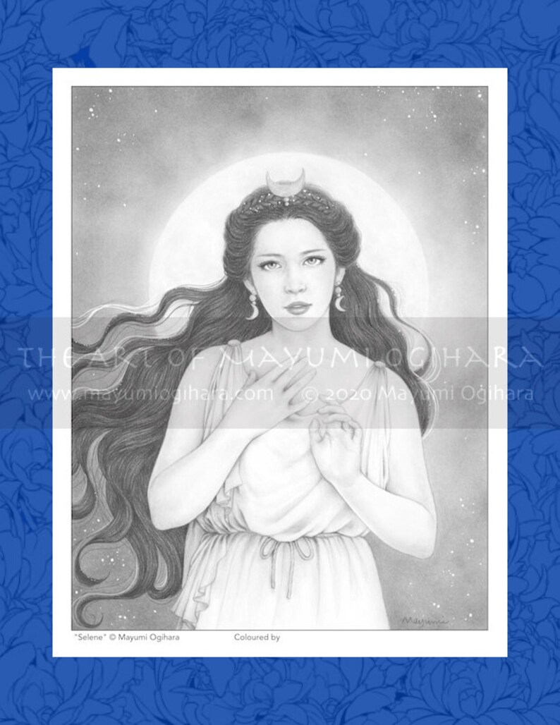 Greyscale Pack Set of 6 by Mayumi Ogihara, PDF, fantasy portrait colouring page image 4