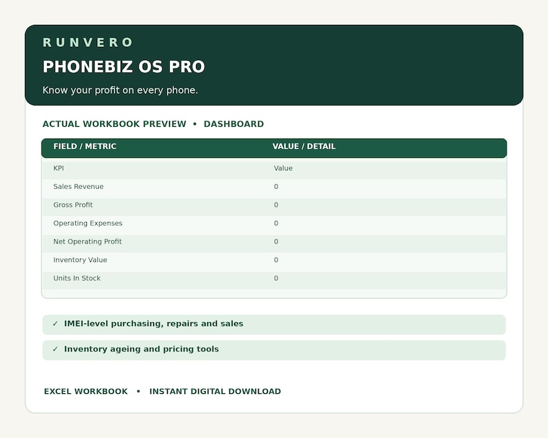 PhoneBiz OS Pro spreadsheet preview