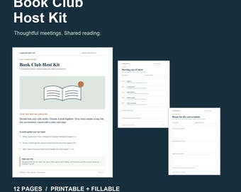 Book Club Host Kit: Printable & Fillable Meeting Planner, A4 and US Letter