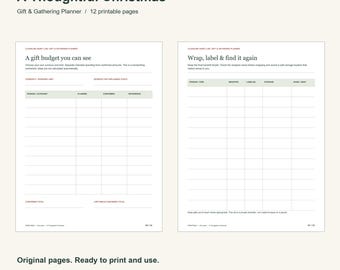Christmas Gift & Gathering Planner, Budget Tracker, Wrapping Organizer (Digital Download)