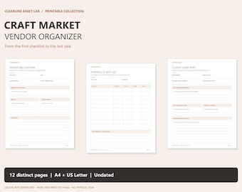 Craft Market Vendor Organizer, Inventory & Order Planner (PDF Download)