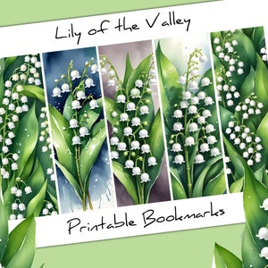 Lily of the Valley Bookmarks: Floral Collage Set (PDF, PNG)