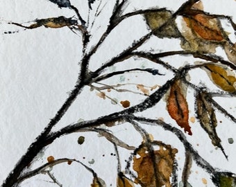 Fall Leaves Watercolor Painting, Autumn, 5x7, Wall Art, Wall Hanging, Home Decor, Original Art, Botanical