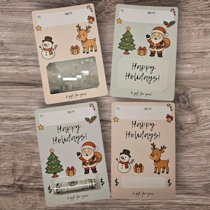 Holiday Cash & Gift Card Holder Set | 4-Pack Christmas Gifting Cards | Happy Holidays