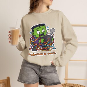 Production Is Down Frankenstein Sweatshirt, Funny IT Halloween Crewneck, DevOps Outage Sweater, Sysadmin Gift, Tech Support Sweatshirt