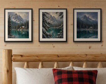 Emerald Lake Triptych, Oil-Impressionist Yoho National Park Print (Digital Download)