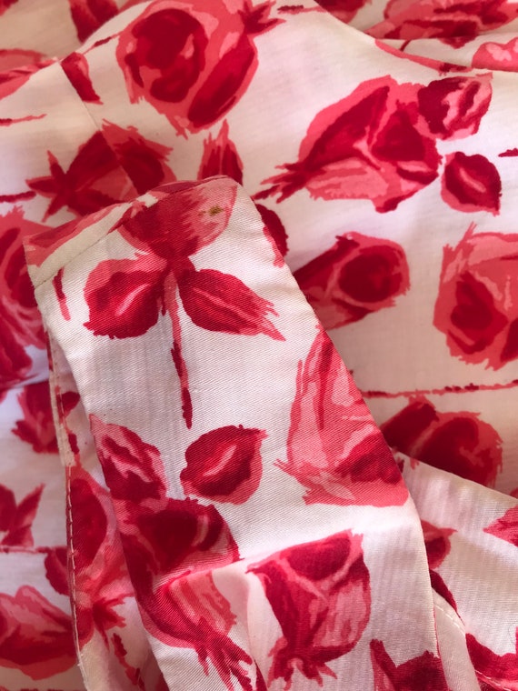 Original Vintage 1950s Red Rose Print Cotton Dress - image 6