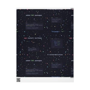 Geburtstagsgeschenkpapier für JavaScript-Entwickler | Humorvolle NPM-Installation (76 x 91 cm)