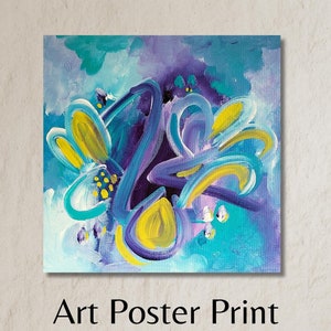 Póster de arte / Decoración de pared cuadrada / Arte abstracto / Colgante de pared / Impresión sin marco / Pósteres verticales mate / Arte bohemio contemporáneo en dorado morado