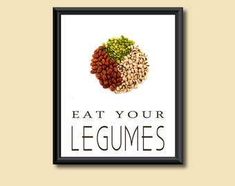 Healthy Diet Eat Your Beans Legumes Kitchen Art Decor DIGITAL PRINT