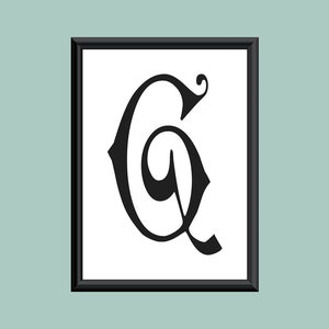 Typography Digital Print Monogram Initial Wall Art Carmencita Letter G image 1