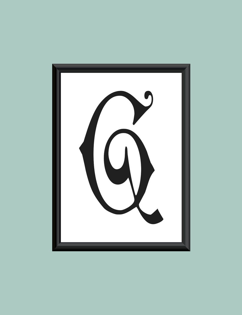 Typography Digital Print Monogram Initial Wall Art Carmencita Letter G image 1