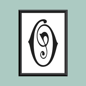Typography Digital Print Monogram Initial Wall Art Carmencita Letter O