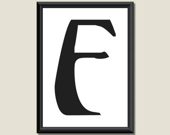 Typography DIGITAL PRINT Monogram Initial Wall Art Ariosto Letter F 5x7