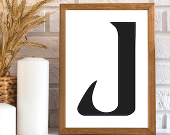 Monogram Letter J Print: Ariosto Font, Nursery Decor (Digital Download)