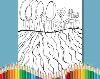 Coloring Pages for Adults Love the Earth Instant Download