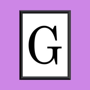Typography Digital Print Monogram Initial Wall Art Century Letter G