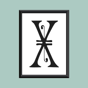Typography Digital Print Monogram Initial Wall Art Carmencita Letter X