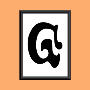 Typography Digital Print Monogram Initial Wall Art Sixties Letter G