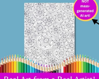 Blumen Kreise Ausmalbilder: Boho Nature Art (Instant Download)
