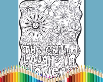 Coloring Pages for Adults The Earth Laughs in Flowers Instant Download