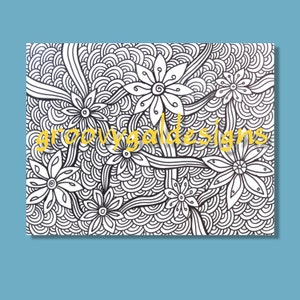 Coloring Pages for Adults Flower and Ribbons Zentangle Instant Download image 2