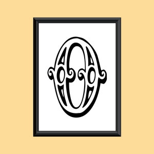 Typography Digital Print Monogram Initial Wall Art Tropicana Letter O
