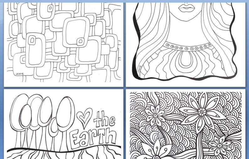 The Groovy Gal Coloring Collection 2015 Set One 20 page Instant Download Zentangle Style Coloring Book image 5