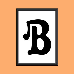 Typography DIGITAL PRINT Monogram Initial Wall Art Sixties Letter B 5x7