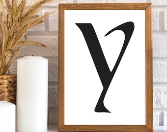 Typography Wall Art | Digital Download | 5x7 | Monogram Initial Letter Y Ariosto font | Housewarming gift | Nursery Art | Sewing Template